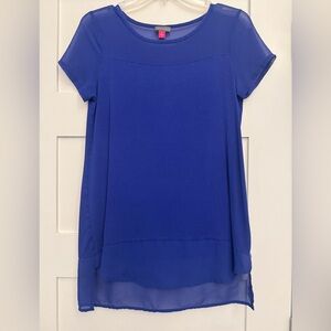 Vince Camuto Royal Blue Loose Blouse with Sheer Accents